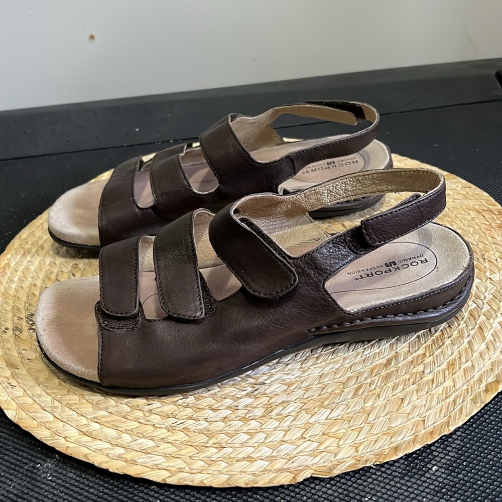 Rockport Leather Strap Slide Velcro Sandals Size 7.5